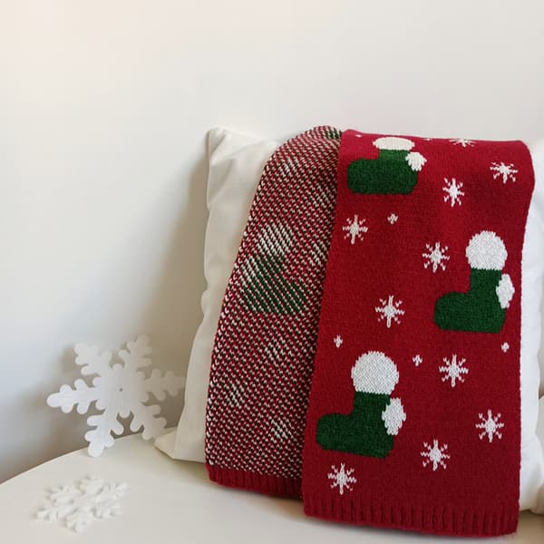 Juleshal Vintermode jacquard strikket halstørklæde