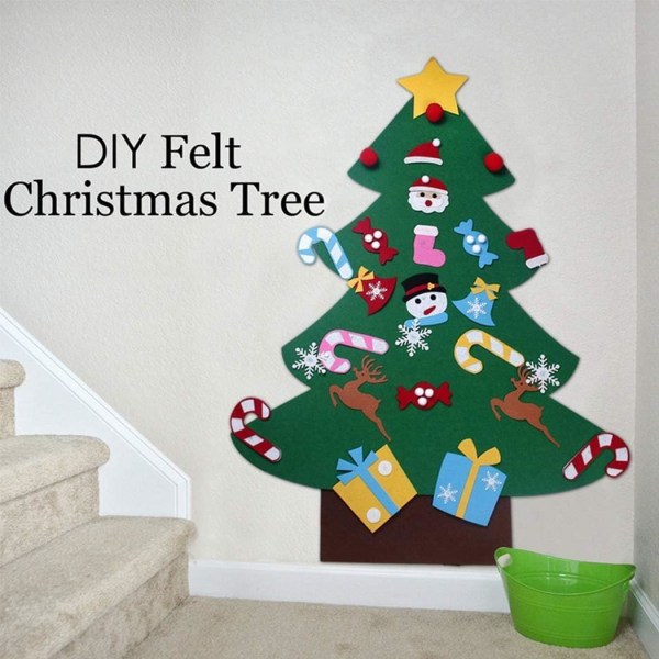 DIY Felt Christmas Tree with 26Pcs Xmas Ornaments 3.2ft DIY