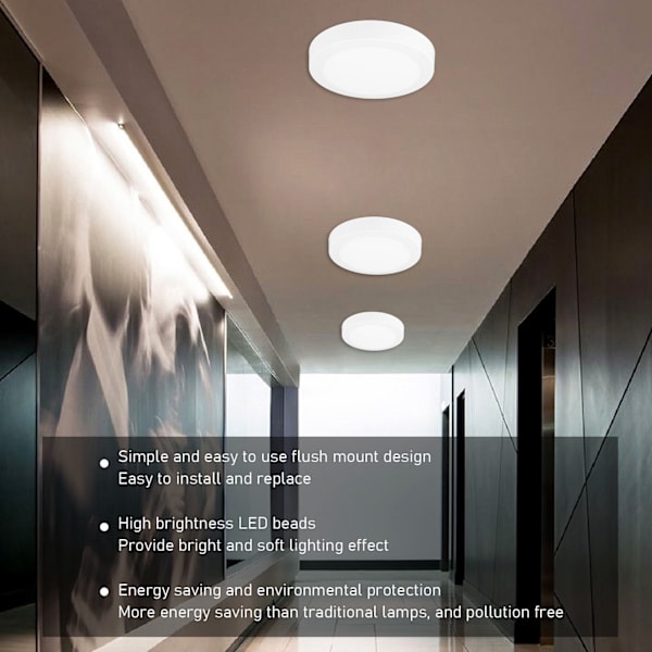 LED Flush Mount Taklampe 18W 6000K Hvitt Lys Ultra Tynn Rund Flat Panel Taklampe for Gang 85‑265V