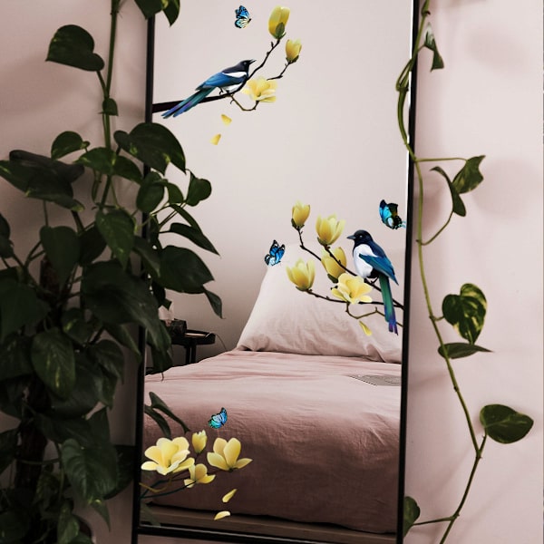 2 uppsättningar statiska fönsterdekaler med fjärilar och blommor