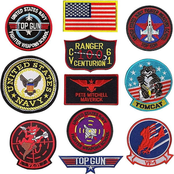 Maverick Amerikansk Flag Iron-on Sew-On Patches (11-pak)