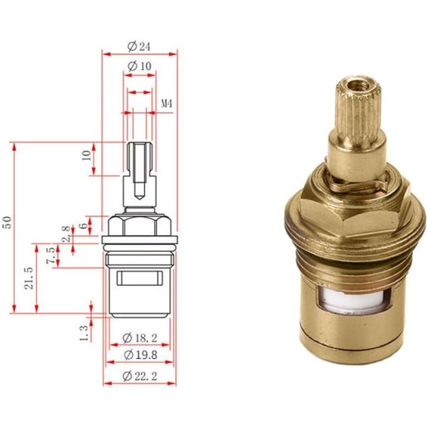 Kranventil 2 delar kranpatron Keramiskt ventilhuvud Kran Mässing Keramisk toppventilhuvudbeslag Kranventiler (positiva och negativa)