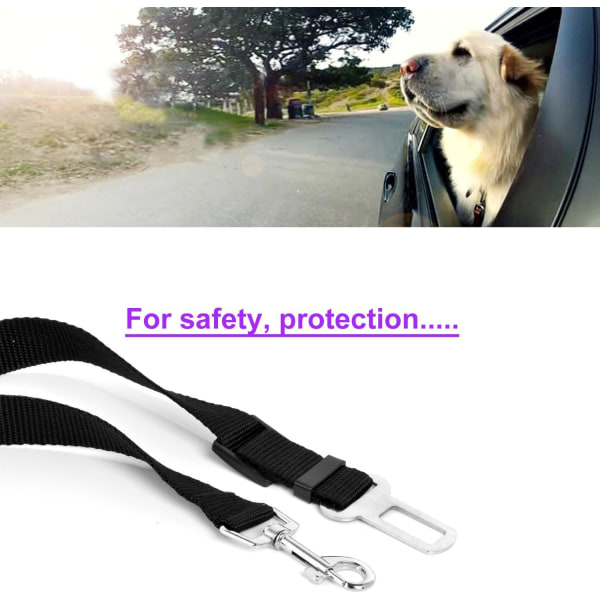 2X Hund/Katt/Husdjur Säkerhetsbälte koppel för bilbarnstolar - Svart