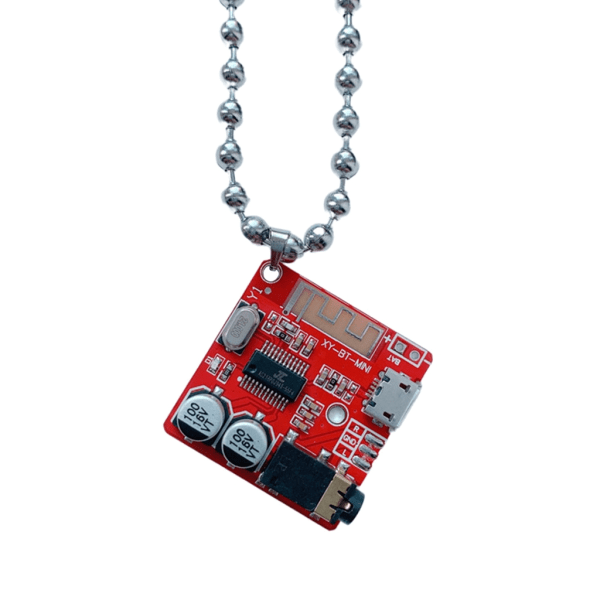 Electronic Chip Pendant Halsband Överdriva Hip Hop Cyberpunk Halsband Tröja Chain Statement Smycken för kvinnor Män Red - Ball chain