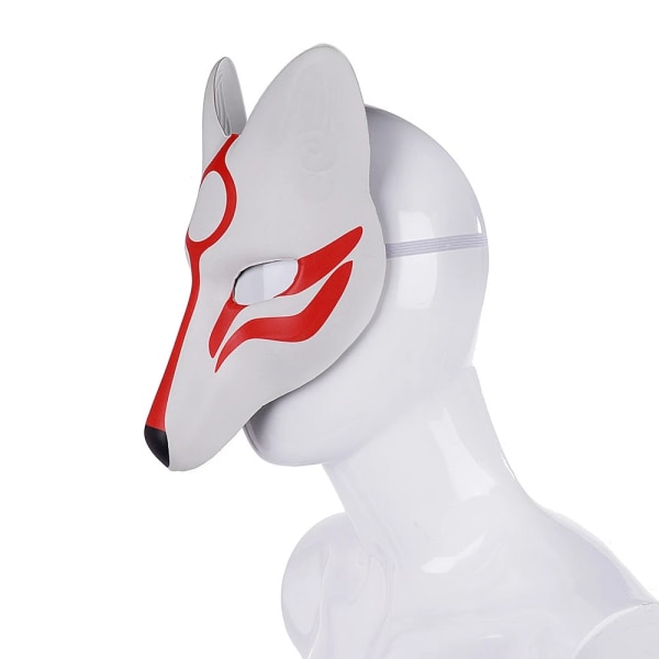 Japansk kabuki rævemaske japansk anime cosplay maske hvid-Xin White