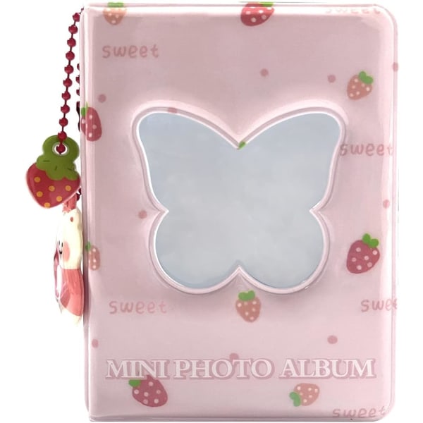 3" Kpop fotokortshållare 3" minifotoalbum Butterfly Love Heart Hollow 40 fickor Namnkortsbok Fotofläktar Album med hänge