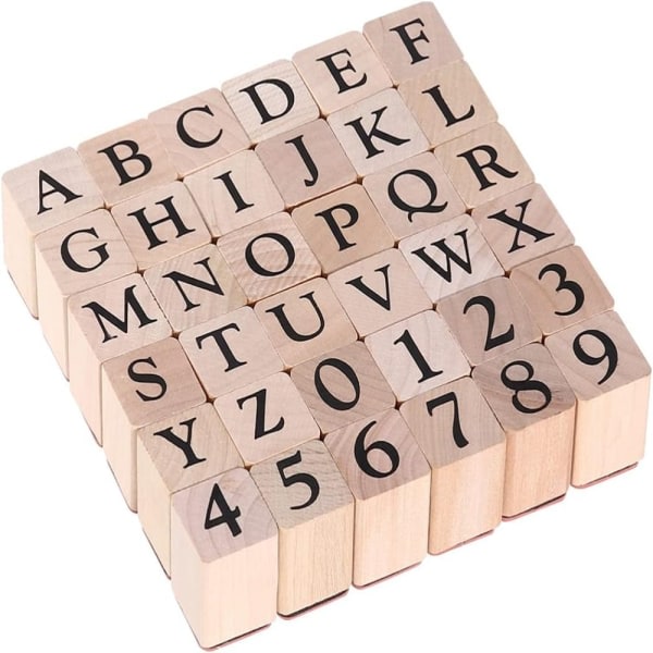 Alfabetet stämplar Set Alfabetet gummistämplar Vintage trä