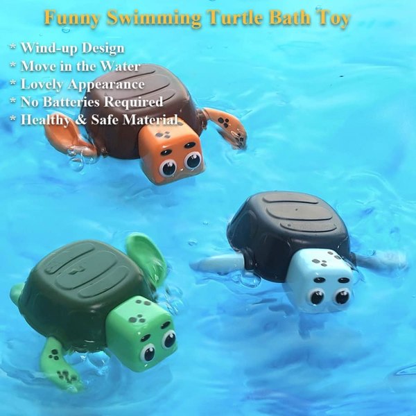 Windup Turtle Bath Toy, Wind-up Swimming Sea Turtle Water Toy (Green)