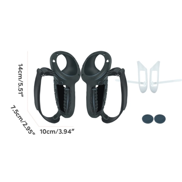 10-delat VR-headset-skydd Komplett täckning med greppskydd, skydd och linsskydd Black