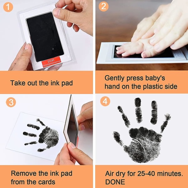 Baby håndaftryks- og fodaftryksæt, 4 baby håndaftryksblækpude med Clean-touch