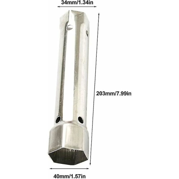 Hylsnøkkel (34mm+40mm) For kranreparasjon, krankran, 2 i 1, hylsnøkkel, hylsnøkkel, dusjhylsnøkkel, holdbart reparasjonsverktøy (sølv)