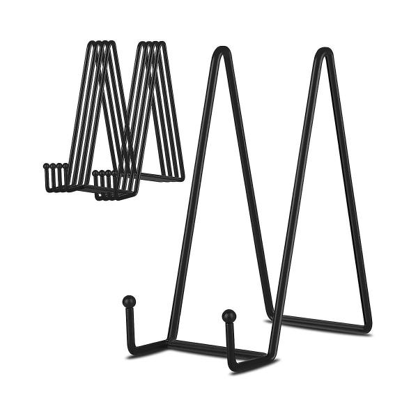 8 tums 5-pack svart metallplatta Stativ Platthållare för bild, dekorativ tallrik, bok