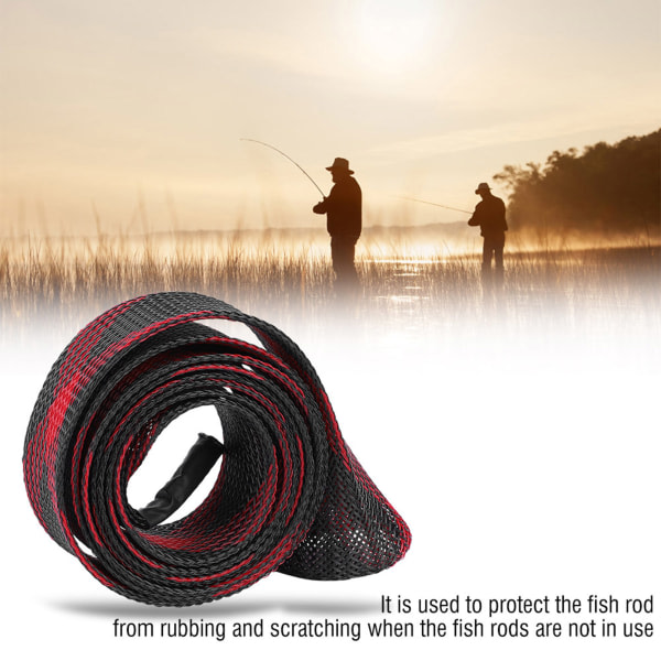 Flätad ärm expanderbar gjutning fiskespö Cover (svart röd)