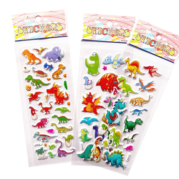 Dinosaur Puffy klistermærker 20 ark Miljøvenlig uddannelse Genanvendelig klistermærke Selvklæbende børneværelse Papirdekoration