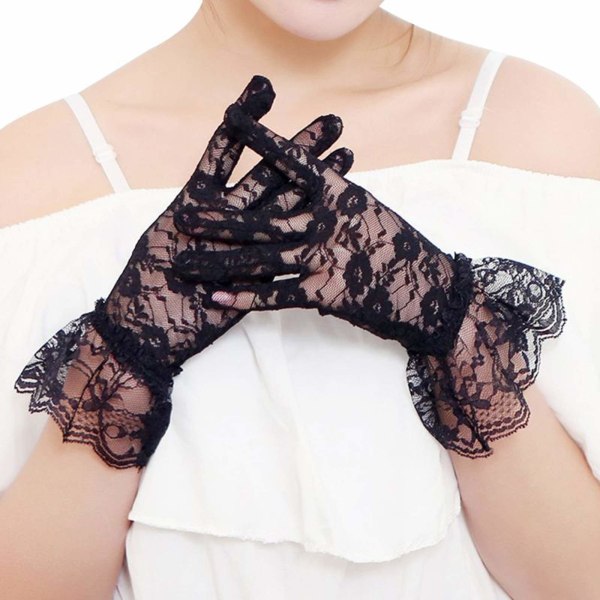 Eleganta korta handskar i spets för kvinnor sommarhandskar för bröllop