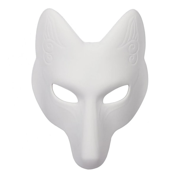 Japansk kabuki fox mask Japansk anime cosplay mask White-Xin Blank