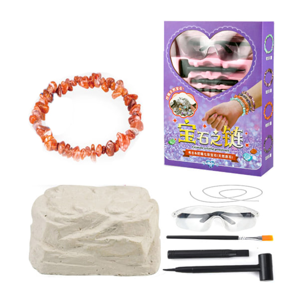 Ädelsten gräva leksaksarmband gör kit DIY trädpärla leksak för barn flicka pojke bordsskiva spel Intressant vetenskap leksak null - Gemstone hand