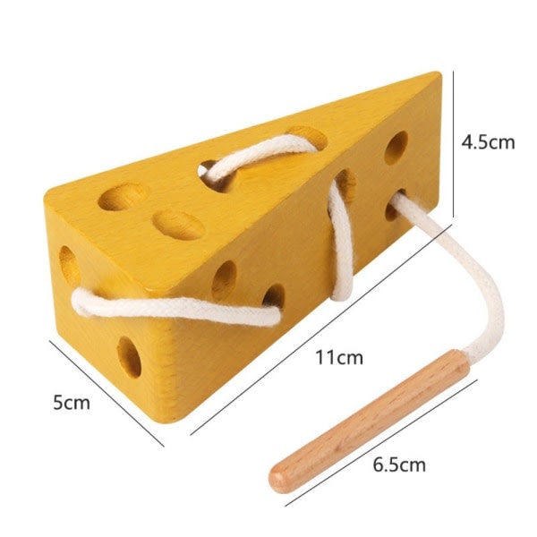 Träpussel Baby Learning Toy Cheese Threading Toy