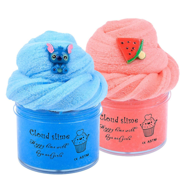 Fluffy Cloud Slime Set med 2, DIY Slime Mjuk och Stretchig, Doftande Slime för barn, Party Favour, Putty Toys [DmS]
