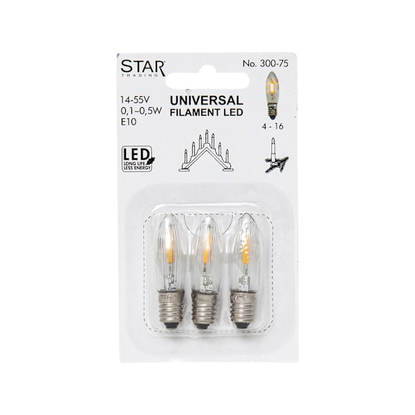 7 stk LED-filamentlamper for adventslysstaker E10 universal