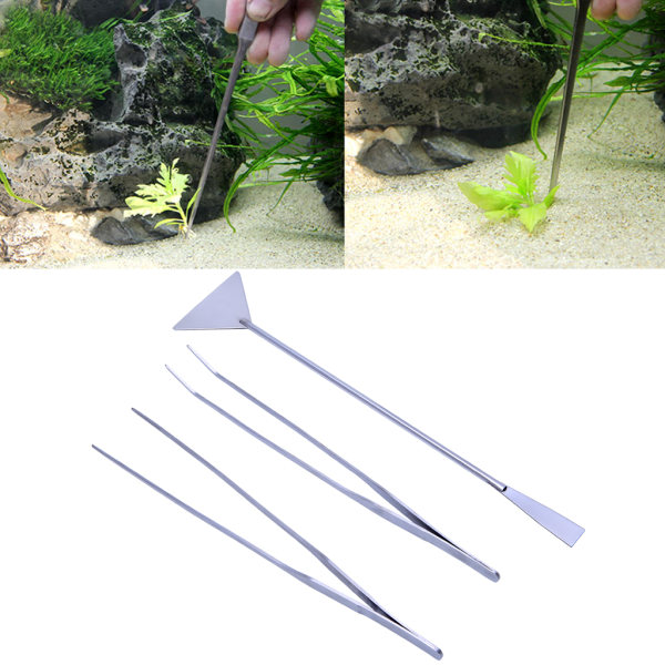 3-pakke akvarium pinsett spatel verktøy 3 i 1 rustfritt stål vannplanter Aquascaping Tools Set Starter Kit