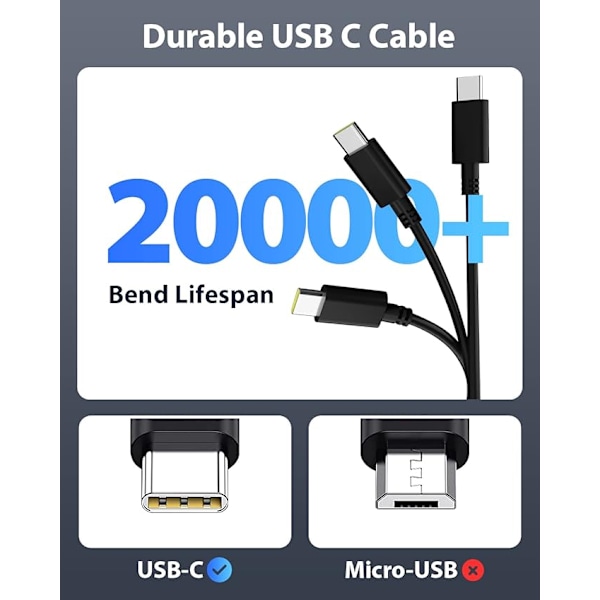 65W USB C-lader til bærbar computer (1,8 m) til Lenovo Thinkpad ASUS Zenbook