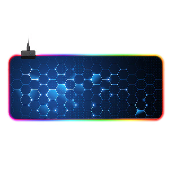 RGB Gaming-musmatta - halkfri, stor, cool spelmusmatta med 14 typer av ljus - Honeycomb