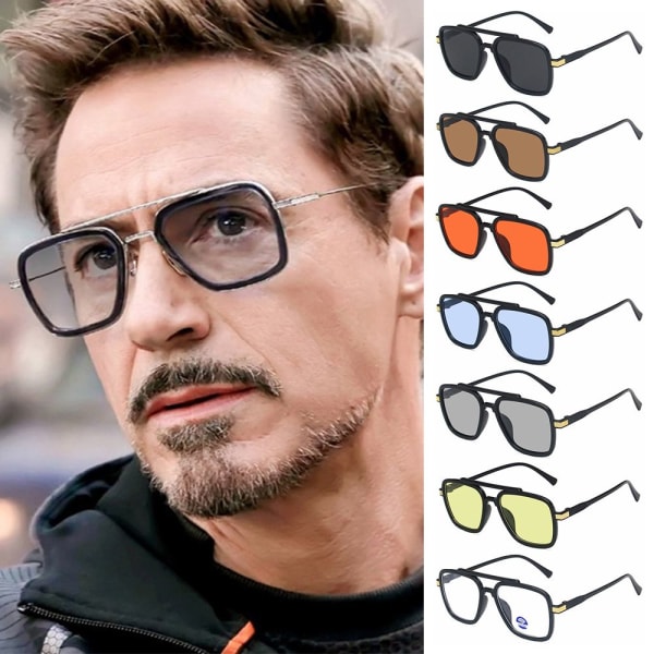 Tony Stark Solglasögon Iron Man Solglasögon SVART-RÖD Black-Red
