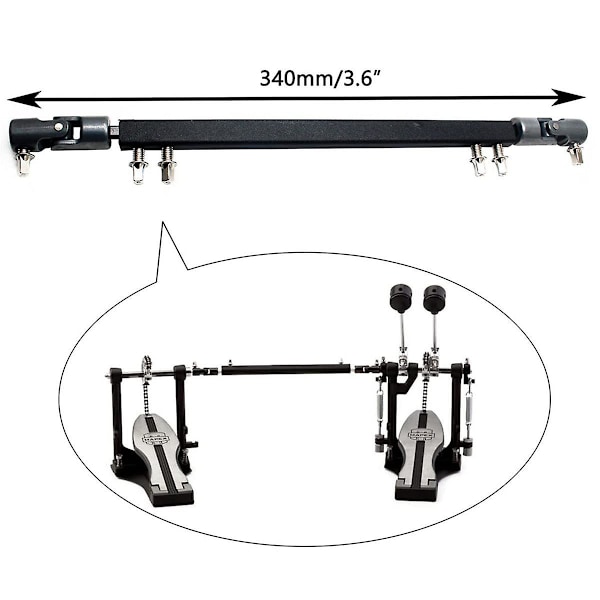 Dobbel Kick Drum Pedal Drivaxel Stål Bastrumpedal Länkarm, Svart