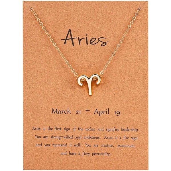 Gold Star Sign Pendant Necklace - Aries (21st March - 19th April) - Zodiac Constellation Horoscope Celestial Astrology Jewellery - Women Men Gift