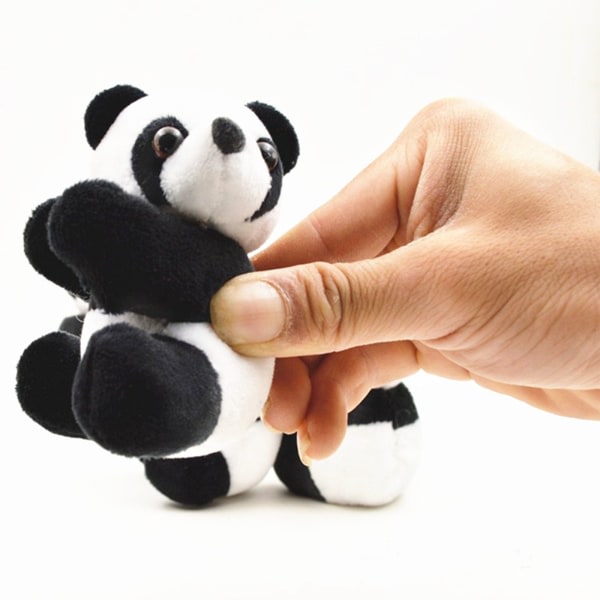 Nyhet Lovely Finger Panda Clip Plysch 4'' Panda Clips Svart Vit Kramande Panda för docka Gardinklämma för pärlgardiner