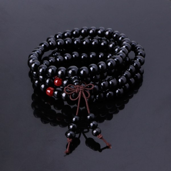 Naturligt sandelträ buddhistiska bönearmband 8 mm pärlor Armband 108 träpärlor Meditationsarmband present för män kvinnor Gul