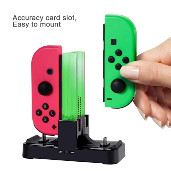 DOBE LED Ladestajon for Joy-Con/Pro-kontrollere Svart