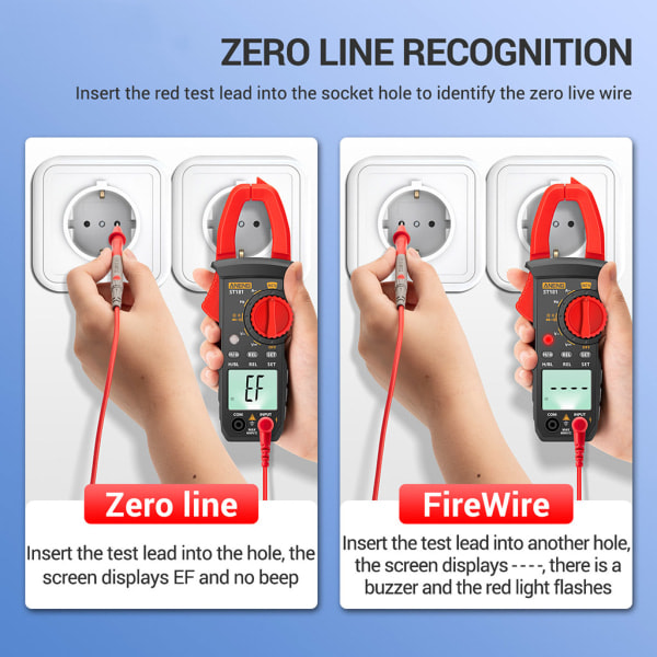 ST181 Digital Klypetang for DC/AC Strøm 4000 Tellinger Multimeter Amperemeter Spenningstester Bil Amp Hz Kapasitans NCV Ohm