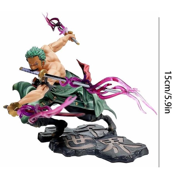 Roronoa Zoro Anime Figur 5,9 tum Sauron Tre Svärd Stil Staty Figur Realistisk karaktär Modell Ornament