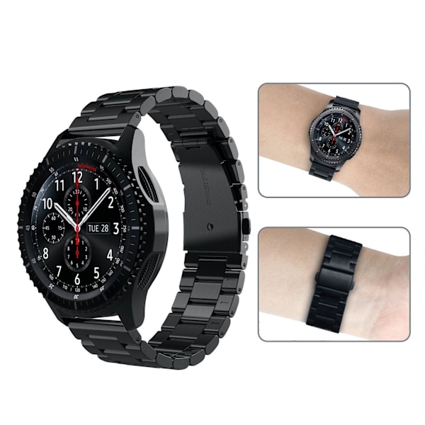 22mm Armband i Rostfritt Stål Kompatibelt med Samsung Galaxy Watch 46mm/Galaxy Watch 3 45mm/Gear S3 Frontier/Huawei GT2/3/3 Pro/Garmin Vivoactive 4/Venu