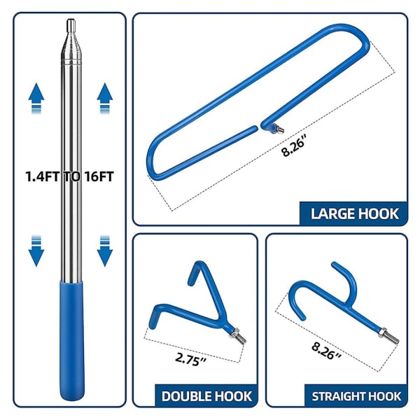 Disc Golf Retriever-stång med 3 krokar, Telescoping Disc Golf-tillbehör Verktyg förlängbar gripare 1.