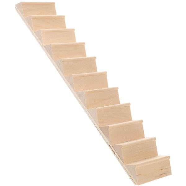 1. etasje 1/12 miniatyr trapp Miniatyr tre trapp uten rekkverk DIY tilbehør (5,6x31 cm)