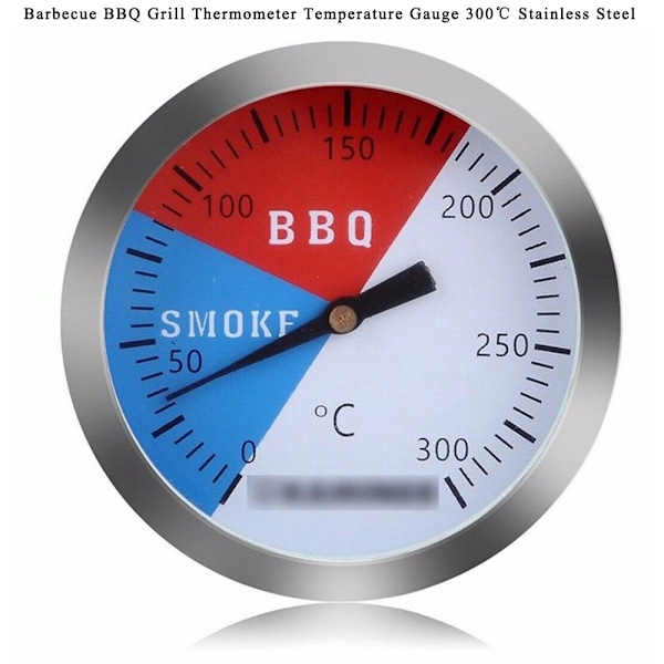 300 ℃ 2\" Stål Grill BBQ Rökare Grill Termometer Temperaturmätare