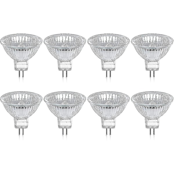 Sett med 8 stk GU5.3 MR16 20W 12V Varmt Hvit Halogenlampe, Glasskjerm 400 lumen 2-pinners Spotlight Erstatning for 20W Halogen