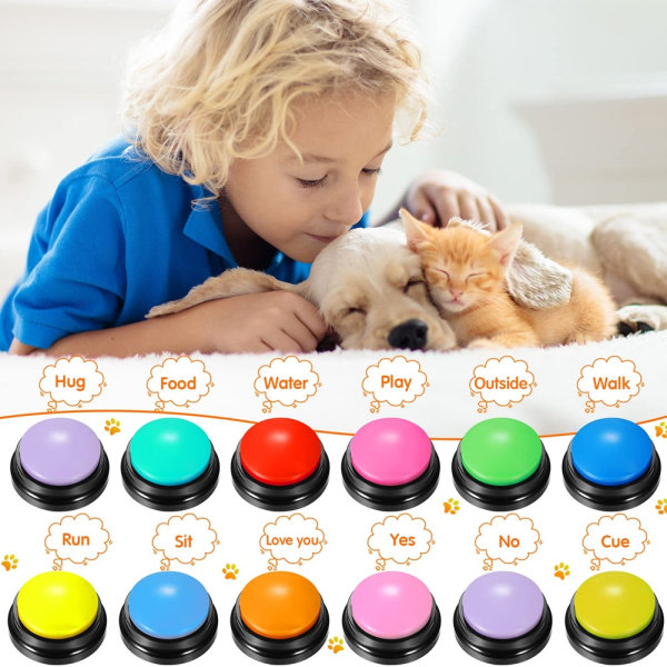 röstinspelningsknappar Husdjur interaktiv leksak Kommunikationssträning Beep Svar Sommar för husdjur, hundar, baby CNMR - Perfet 1st (Random Color)