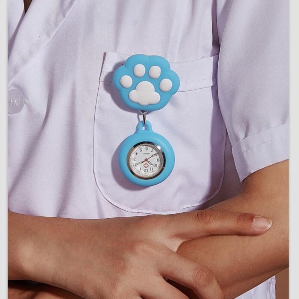 Infällbar watch Brosch Nurse Pocket Watches VIT Vit