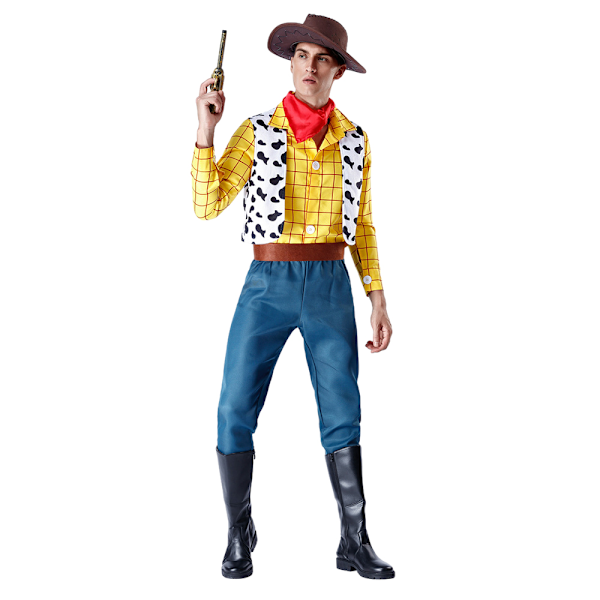 Mænd Toy Story Woody Voksen Fancy Dress Up Party Cowboy Kostume Cosplay Outfits XL