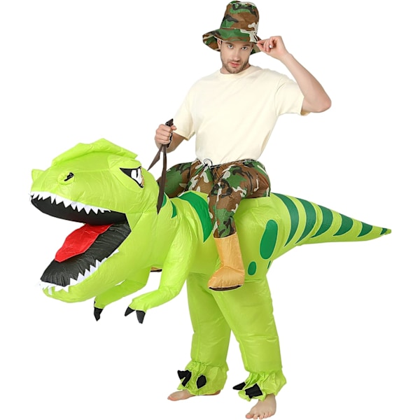 Oppustelig dinosaurkostume, rid en T-rex, oppustelig, sjov kostume til fest, halloweenkostume til voksne