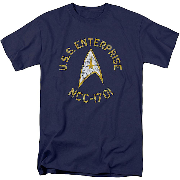 Blå nødsignal USS Enterprise Star Trek T-shirt L