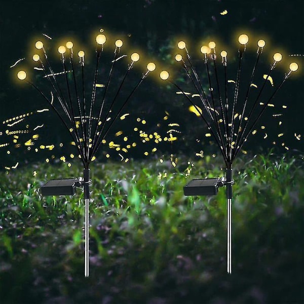 1 st 10 huvud soldrivna Firefly-ljus, 10 led utomhus vattentäta solenergi svajande trädgårdslampor