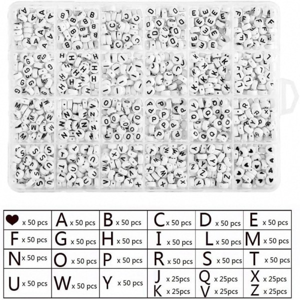 1200 st AZ Alphabet Beads 7x4mm Akryl engelska pärlor DIY Smycken Tillbehör-Xin