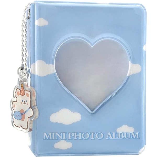 3" Kpop fotokortshållare 3" minifotoalbum Butterfly Love Heart Hollow 40 fickor Namnkortsbok Fotofläktar Album med hänge