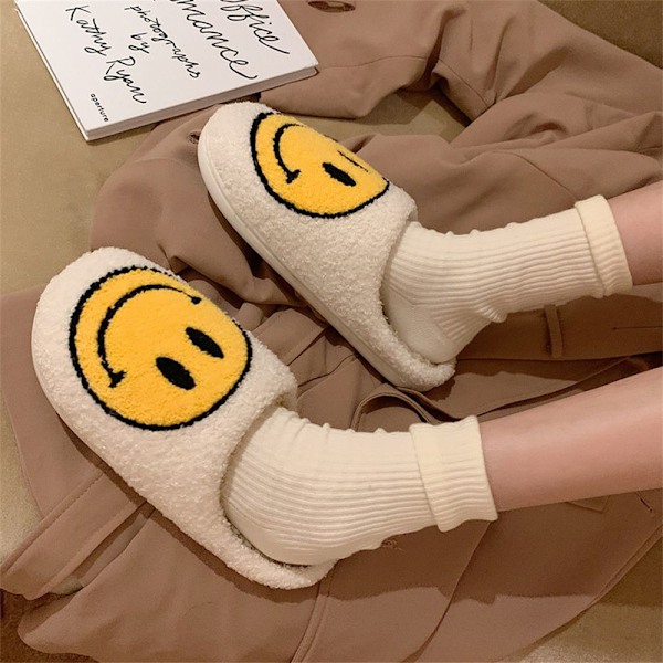 Smiley Dame Vinter Varme Tøfler Gul EU Size 37-38 yellow