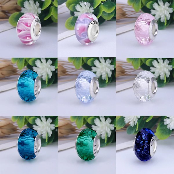 Uusi eurooppalainen värikäs Lampwork-lasipallo Murano-muovi Aolly-riipus sopii Pandoran rannekkeeseen rannekoru naisille tytölle DIY-korut Dropship YW15222A